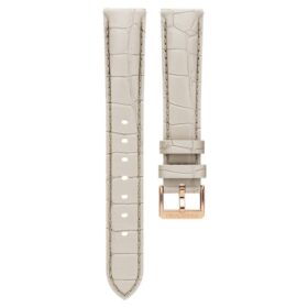 Klockarmband 16 mm (0,63″) bredd, läder med sömmar, grått, roséguldfärgad yta