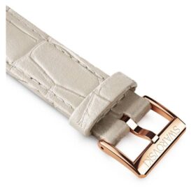 Klockarmband 16 mm (0,63″) bredd, läder med sömmar, grått, roséguldfärgad yta