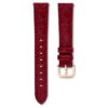 Klockarmband 16 mm (0,63″) bredd, läder med sömmar, rött, roséguldfärgad yta