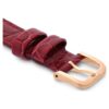Klockarmband 16 mm (0,63″) bredd, läder med sömmar, rött, roséguldfärgad yta