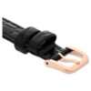 Klockarmband 16 mm (0,63″) bredd, läder med sömmar, svart, roséguldfärgad yta