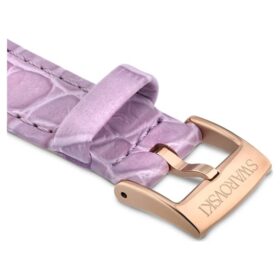 Klockarmband 17 mm (0,67″) bredd, läder med sömmar, lila, roséguldfärgad yta