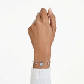 Magiskt armband med snöflinga, blått, rodiumpläterat