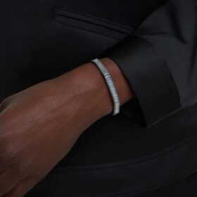 Matrix-armband med baguetteslipning, åttkantig form, grå, ruteniumpläterat Matrix-armband med baguetteslipning, åttkantig form, grå, ruteniumpläterat