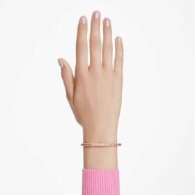 Matrix-armband med baguetteslipning, åttkantig form, rosa, guldpläterat