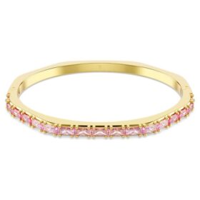 Matrix-armband med baguetteslipning, åttkantig form, rosa, guldpläterat