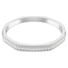 Matrix-armband med baguetteslipning, åttkantig form, vitt, rodiumpläterat