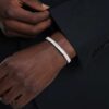 Matrix-armband med baguetteslipning, åttkantig form, vitt, rodiumpläterat