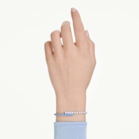 Matrix-armband med blandade slipningar, blått, rodiumpläterat