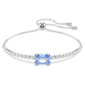 Matrix-armband med blandade slipningar, blått, rodiumpläterat