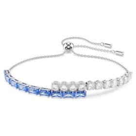 Matrix-armband med blandade slipningar, blått, rodiumpläterat