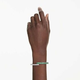 Matrix-armband med blandade slipningar, grönt, rodiumpläterat