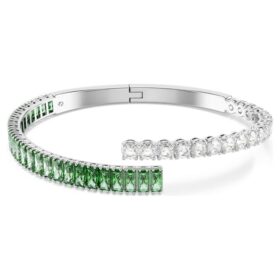 Matrix-armband med blandade slipningar, grönt, rodiumpläterat