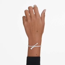 Matrix-armband med blandade slipningar, vitt, rodiumpläterat
