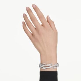 Matrix-armband med blandade slipningar, vitt, rodiumpläterat
