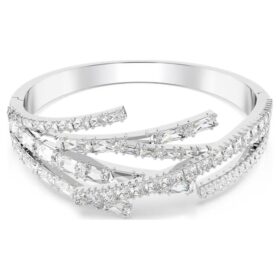 Matrix-armband med blandade slipningar, vitt, rodiumpläterat
