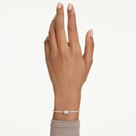 Matrix-armband med blandade slipningar, vitt, roséguldpläterat