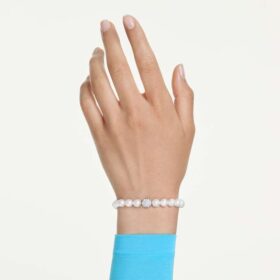 Matrix-armband med kristallpärlor, vitt, rodiumpläterat