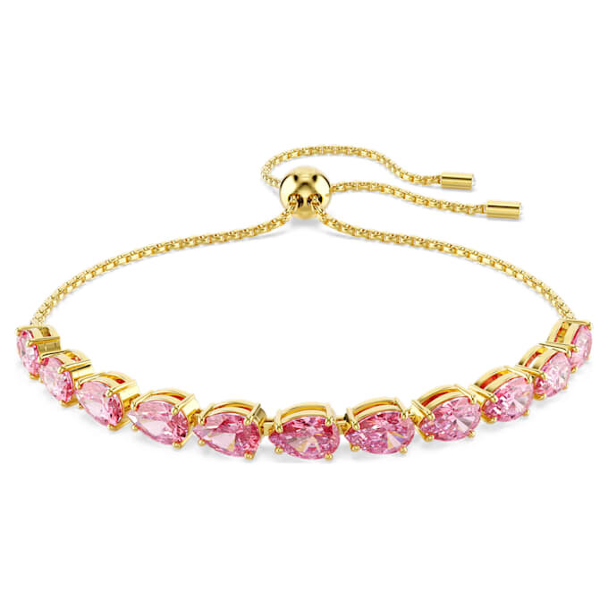 Matrix-armband med päronslipade kristaller, rosa, guldpläterat Matrix-armband med päronslipade kristaller, rosa, guldpläterat