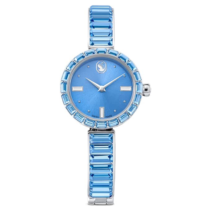 Matrix armbandsur, tillverkat i Schweiz, kristallarmband, blått, rostfritt stål Matrix armbandsur, tillverkat i Schweiz, kristallarmband, blått, rostfritt stål