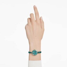 Matrix armbandsur, tillverkat i Schweiz, kristallarmband, grönt, champagneguldfärgad yta Matrix armbandsur, tillverkat i Schweiz, kristallarmband, grönt, champagneguldfärgad yta