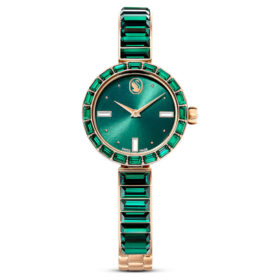 Matrix armbandsur, tillverkat i Schweiz, kristallarmband, grönt, champagneguldfärgad yta Matrix armbandsur, tillverkat i Schweiz, kristallarmband, grönt, champagneguldfärgad yta