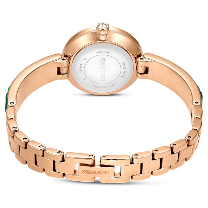 Matrix armbandsur, tillverkat i Schweiz, kristallarmband, grönt, champagneguldfärgad yta Matrix armbandsur, tillverkat i Schweiz, kristallarmband, grönt, champagneguldfärgad yta