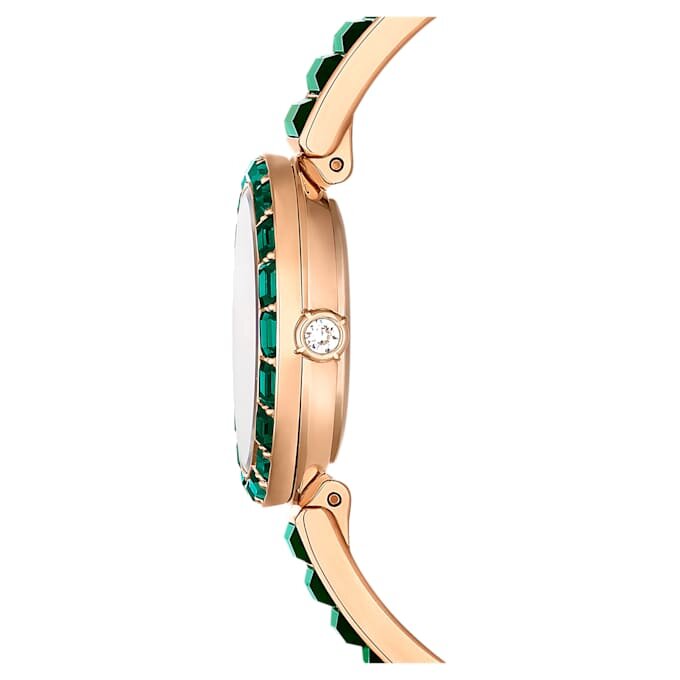 Matrix armbandsur, tillverkat i Schweiz, kristallarmband, grönt, champagneguldfärgad yta Matrix armbandsur, tillverkat i Schweiz, kristallarmband, grönt, champagneguldfärgad yta