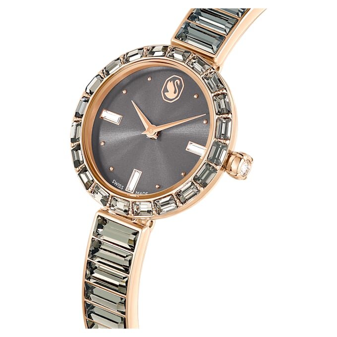Matrix armbandsur, tillverkat i Schweiz, kristallarmband, grått, roséguldfärgad yta Matrix armbandsur, tillverkat i Schweiz, kristallarmband, grått, roséguldfärgad yta