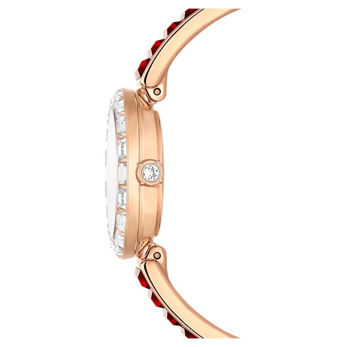 Matrix armbandsur, tillverkat i Schweiz, kristallarmband, rött, roséguldfärgad yta Matrix armbandsur, tillverkat i Schweiz, kristallarmband, rött, roséguldfärgad yta