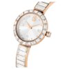 Matrix armbandsur, tillverkat i Schweiz, kristallarmband, vitt, roséguldfärgad yta