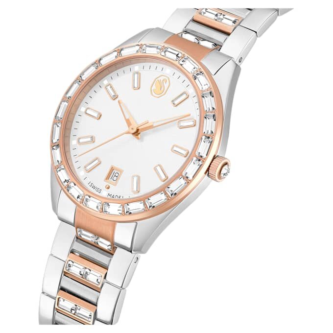 Matrix Date-klocka, tillverkad i Schweiz, metallarmband, roséguldfärgad, blandad metallfinish Matrix Date-klocka, tillverkad i Schweiz, metallarmband, roséguldfärgad, blandad metallfinish
