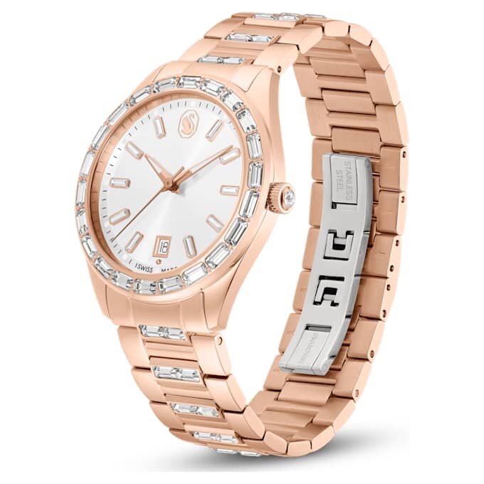 Matrix Date-klocka, tillverkad i Schweiz, metallarmband, roséguldfärgad, roséguldfärgad ytbehandling Matrix Date-klocka, tillverkad i Schweiz, metallarmband, roséguldfärgad, roséguldfärgad ytbehandling