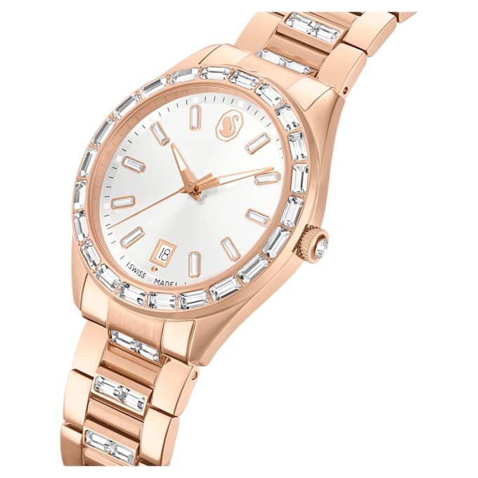 Matrix Date-klocka, tillverkad i Schweiz, metallarmband, roséguldfärgad, roséguldfärgad ytbehandling Matrix Date-klocka, tillverkad i Schweiz, metallarmband, roséguldfärgad, roséguldfärgad ytbehandling