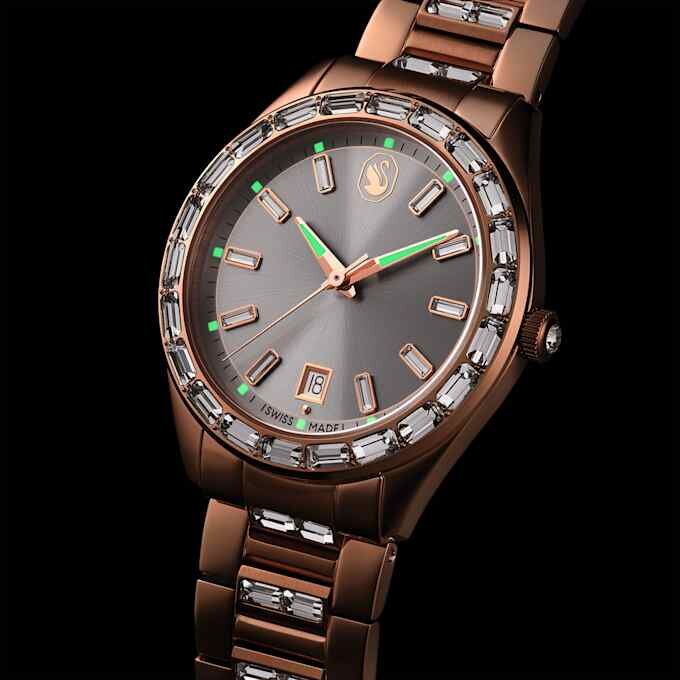 Matrix Date-klocka, tillverkad i Schweiz, metallarmband, roséguldfärgad, roséguldfärgad ytbehandling Matrix Date-klocka, tillverkad i Schweiz, metallarmband, roséguldfärgad, roséguldfärgad ytbehandling
