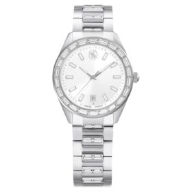 Matrix Date-klocka, tillverkad i Schweiz, metallarmband, silverfärgad, rostfritt stål Matrix Date-klocka, tillverkad i Schweiz, metallarmband, silverfärgad, rostfritt stål
