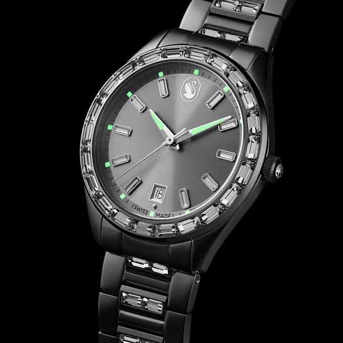 Matrix Date-klocka, tillverkad i Schweiz, metallarmband, silverfärgad, rostfritt stål Matrix Date-klocka, tillverkad i Schweiz, metallarmband, silverfärgad, rostfritt stål
