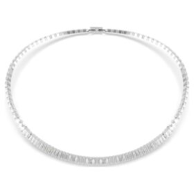 Matrix-halsband med baguetteslipning, vitt, rodiumpläterat