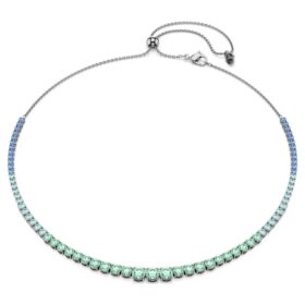 Matrix-halsband med färgövergångar i runda slipningar, flerfärgat, ruteniumpläterat