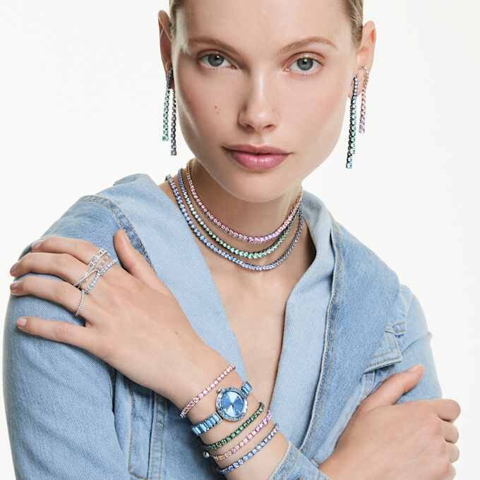Matrix armbandsur, tillverkat i Schweiz, kristallarmband, blått, rostfritt stål Matrix armbandsur, tillverkat i Schweiz, kristallarmband, blått, rostfritt stål