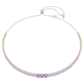 Matrix-halsband med gradient av rundslipade kristaller, flerfärgat, rodiumpläterat