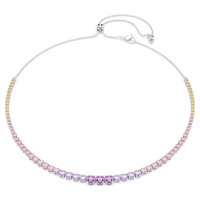 Matrix-halsband med gradient av rundslipade kristaller, flerfärgat, rodiumpläterat Matrix-halsband med gradient av rundslipade kristaller, flerfärgat, rodiumpläterat