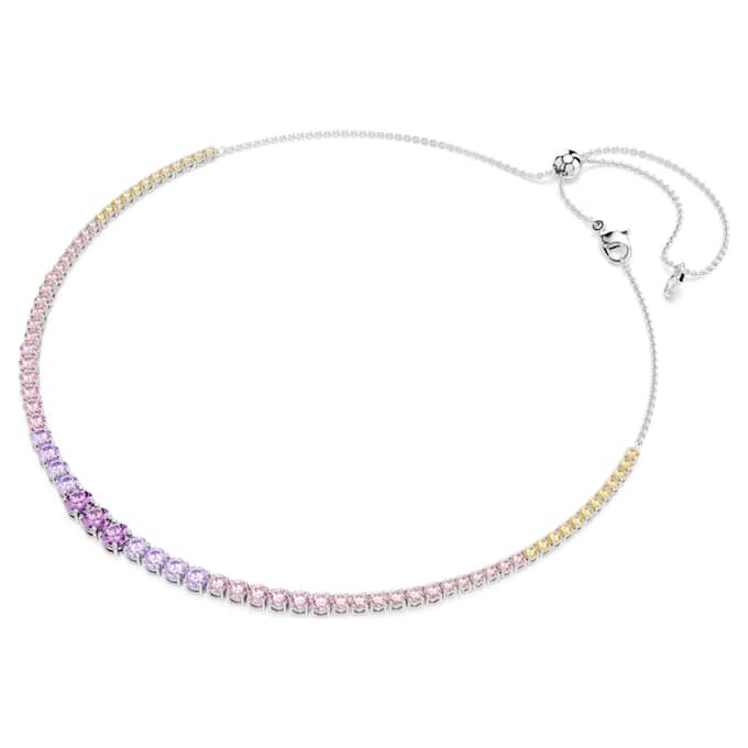 Matrix-halsband med gradient av rundslipade kristaller, flerfärgat, rodiumpläterat Matrix-halsband med gradient av rundslipade kristaller, flerfärgat, rodiumpläterat