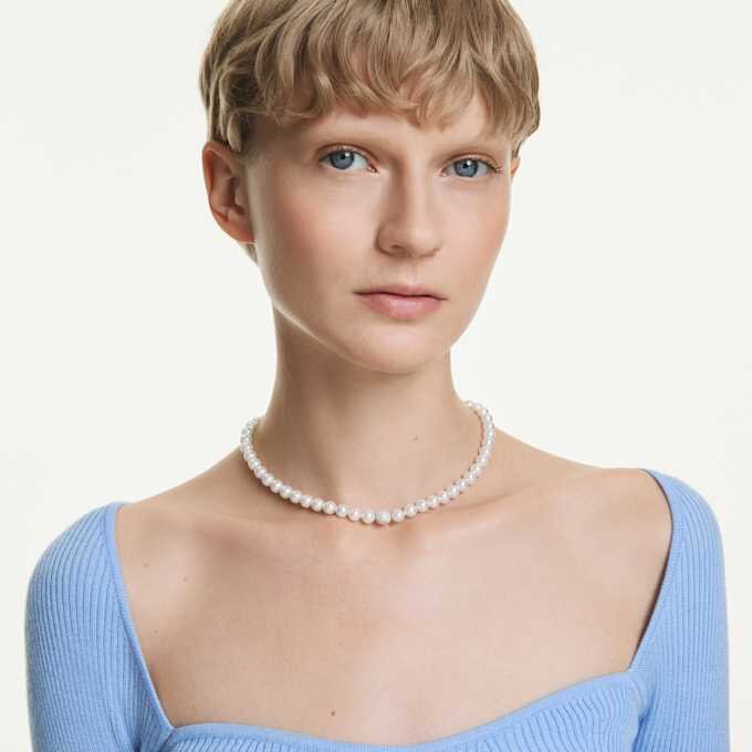 Matrix-halsband med kristallpärlor, vitt, rodiumpläterat Matrix-halsband med kristallpärlor, vitt, rodiumpläterat