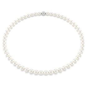 Matrix-halsband med kristallpärlor, vitt, rodiumpläterat