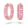 Matrix hoop-örhängen med baguetteslipning, rosa, roséguldpläterade