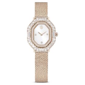 Matrix Octagon-klocka med metallarmband, guldfärgad, champagneguldfärgad yta