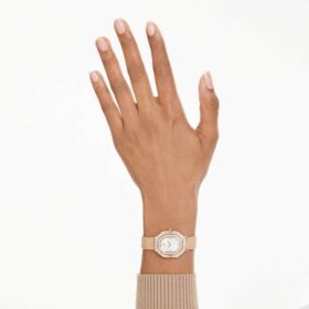Matrix Octagon-klocka med metallarmband, roséguldfärgad, roséguldfärgad ytbehandling