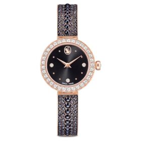 Matrix Pearl armbandsur, tillverkat i Schweiz, kristallarmband, svart, roséguldfärgad yta