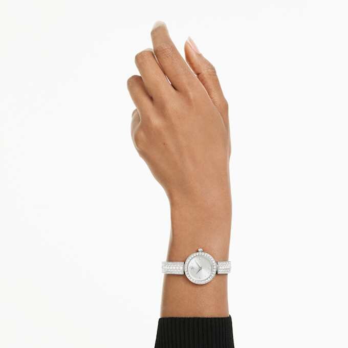Matrix Pearl armbandsur, tillverkat i Schweiz, kristallarmband, vitt, rostfritt stål Matrix Pearl armbandsur, tillverkat i Schweiz, kristallarmband, vitt, rostfritt stål